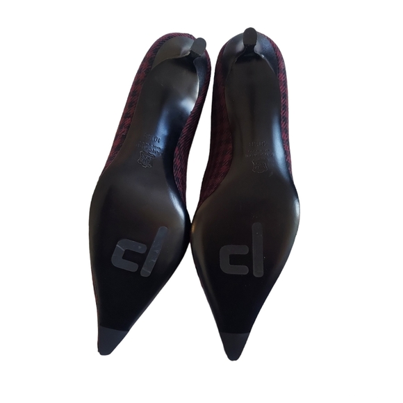 NWOB Pancaldi1888 Metal Buckle Houndstooth Pointed Toe Pumps Size 10.5 - Picture 4 of 7